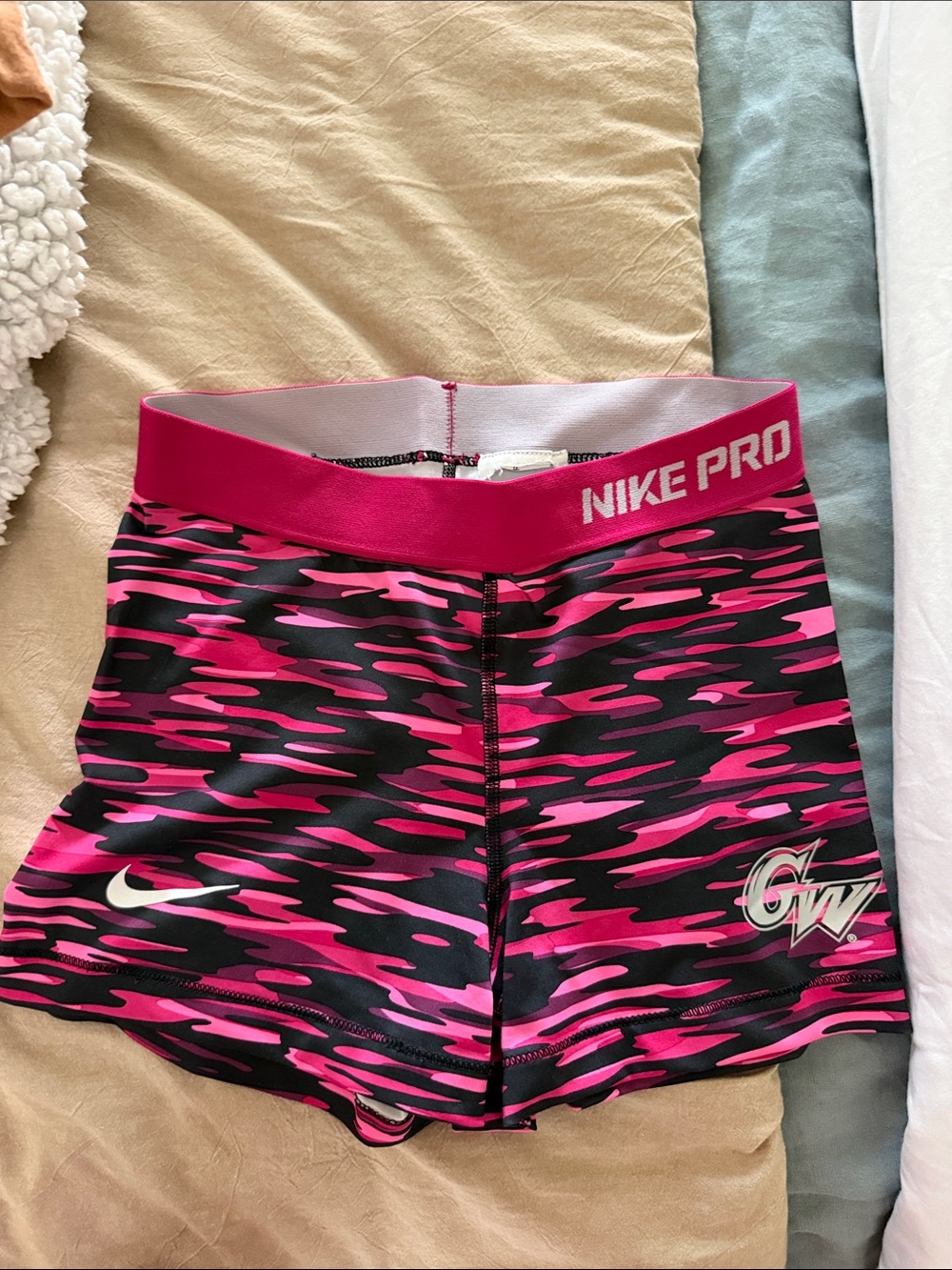 Nike Pink and Black Camo Performance Shorts Sz. S
